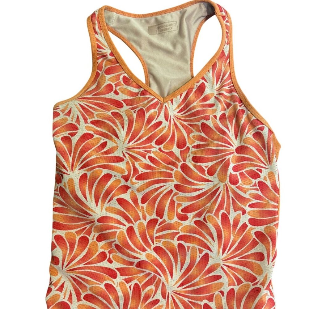 Danskin Womens Racerback Tank Top Medium Floral Print Tech Elements Polyester/Sp